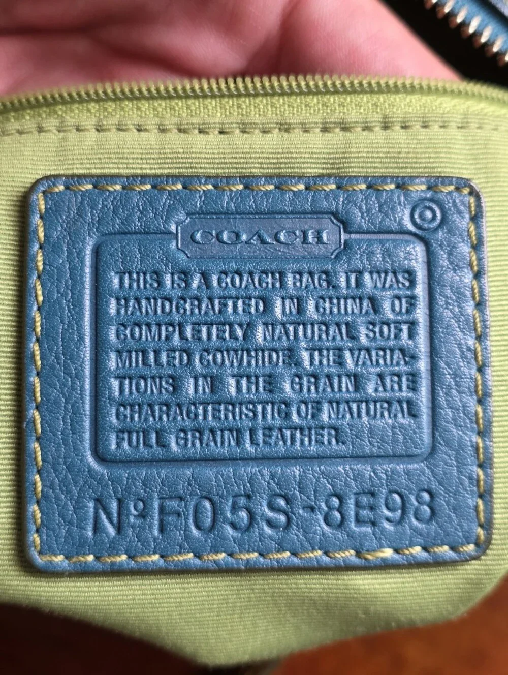 Coach 8E98 Chelsea Hobo Deep Teal Blue Pebbled Leather Shoulder Bag Y2K Vintage